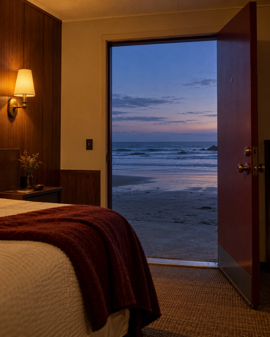 Tide Room with an open doorway facing the ocean